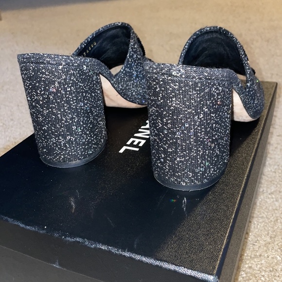 🖤✨ Black CHANEL Sequin mule Sandals size 37 - Picture 5 of 6